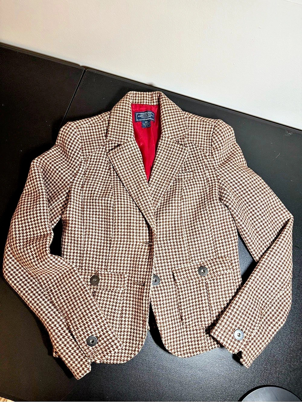 Vintage American Eagle Outfitters Houndstooth Wool Blazer (Small) Y2K